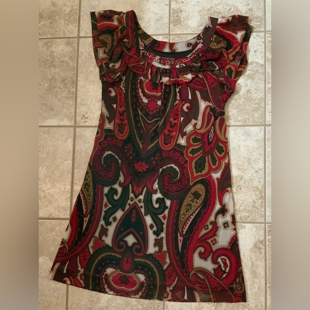 Signature by Robbie Bee Paisley Dress with Beaded Embellishment